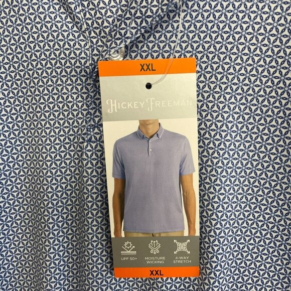 NEW Hickey Freeman Men's XXL Blue Golf Polo Shirt 4-Way Stretch Pattern - Picture 7 of 9